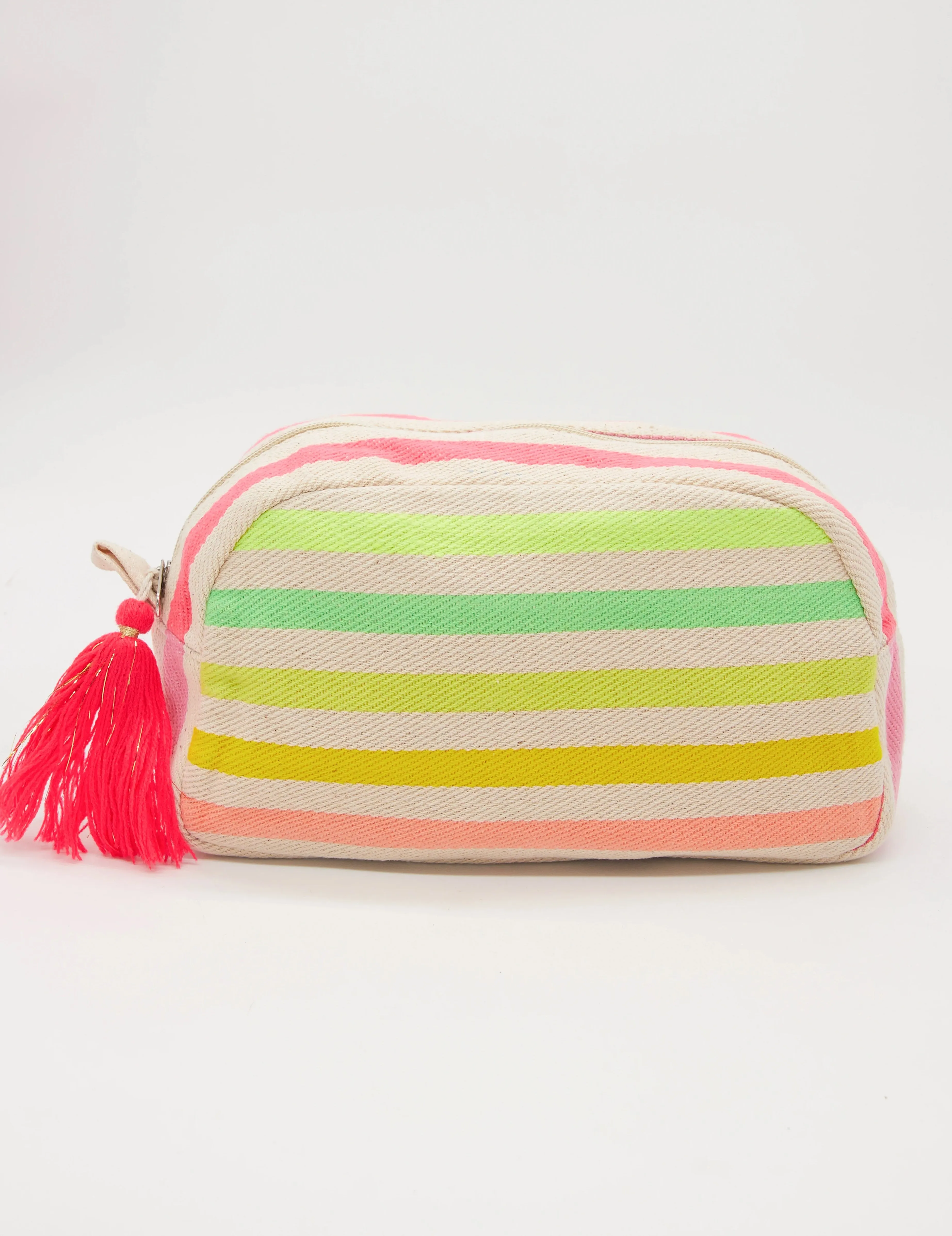 Cosmetic Bag - Coloured Stripes w/ Tassle