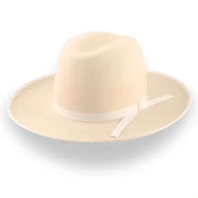 Cream Wide Brim Western Fedora Hat in Malleable Fur Felt | The Wayfarer