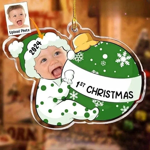 Custom Baby Face Acrylic Christmas Ornaments 1st First Christmas