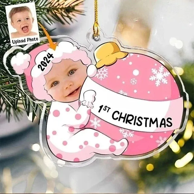 Custom Baby Face Acrylic Christmas Ornaments 1st First Christmas