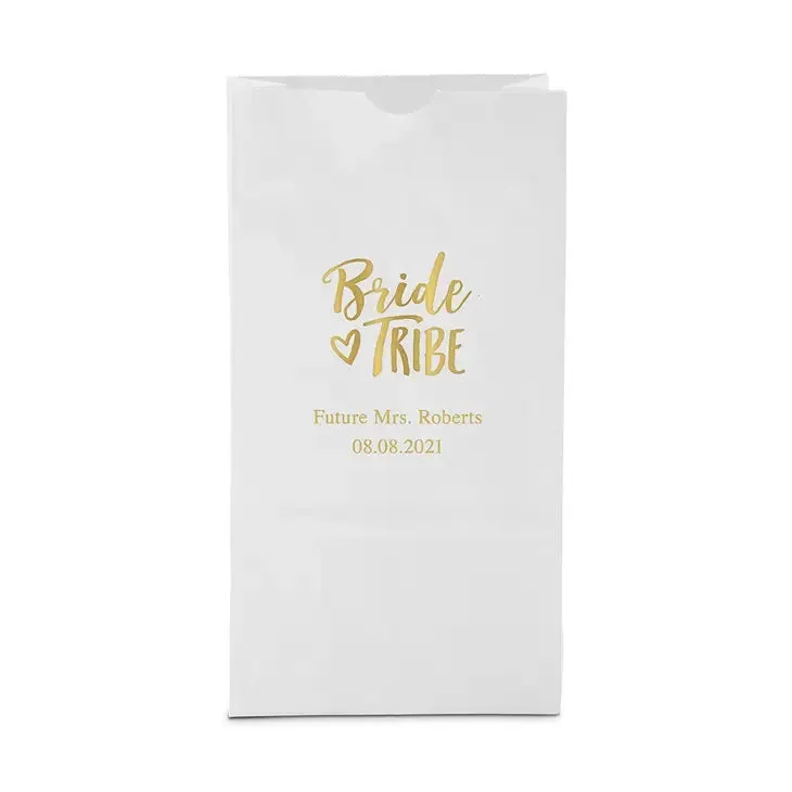 Custom Printed Bride Tribe Gusset Paper Goodie Party Gift Bag (25 bags)