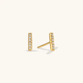 Diamond Bar Stud Earring in Gold