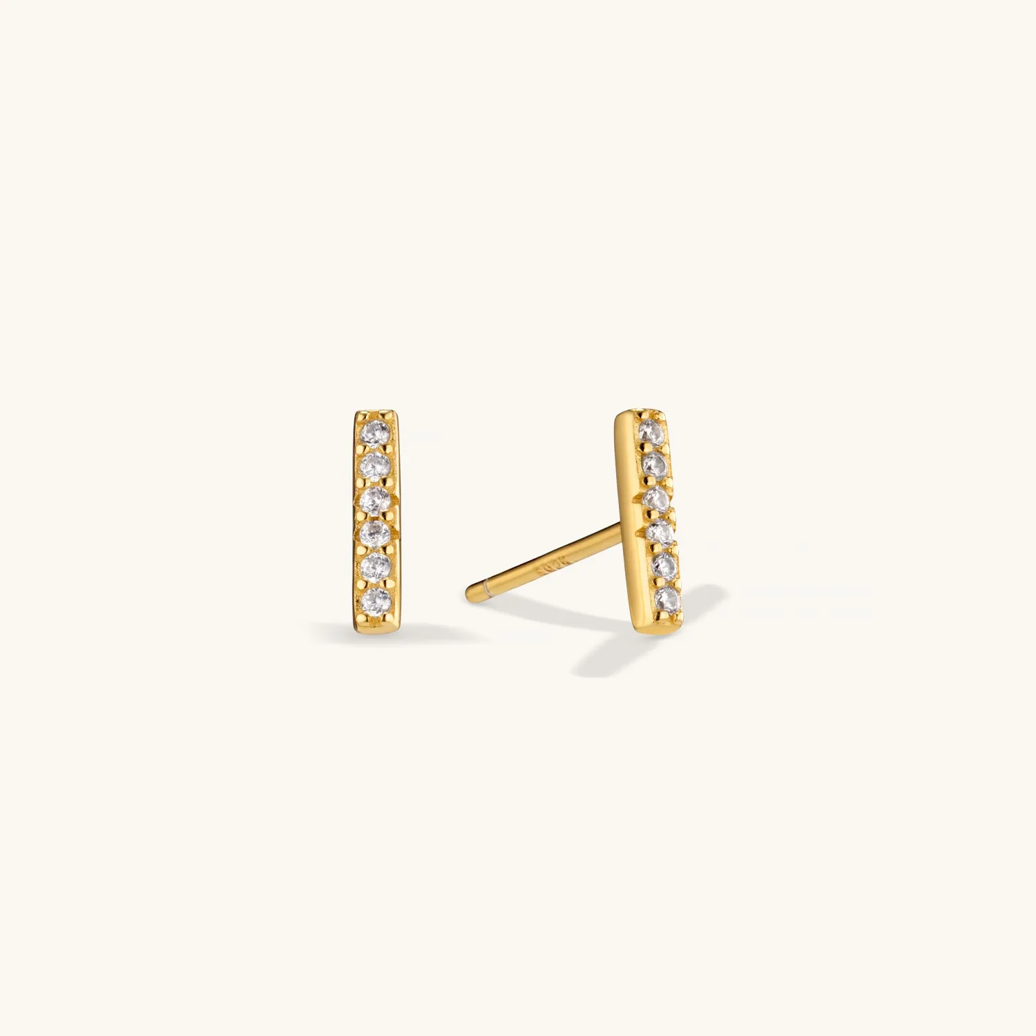 Diamond Bar Stud Earring in Gold