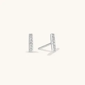 Diamond Bar Stud Earring in Silver