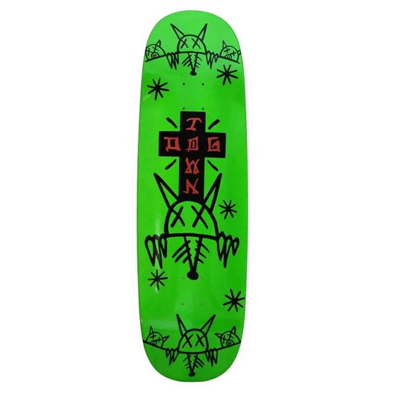 Dogtown 9.383" x 31.75" Rat Face 2 Square Egg Neon Green/Black Skateboard Deck