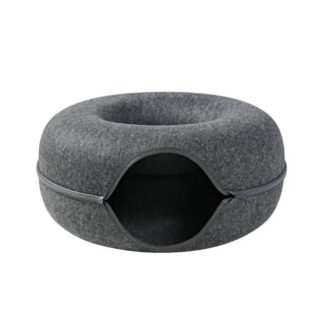 Donut Natural Felt Pet Cave Bed