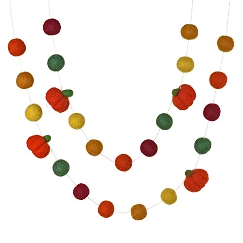 Fall Pumpkin Garland- Green Burgundy Orange Gold