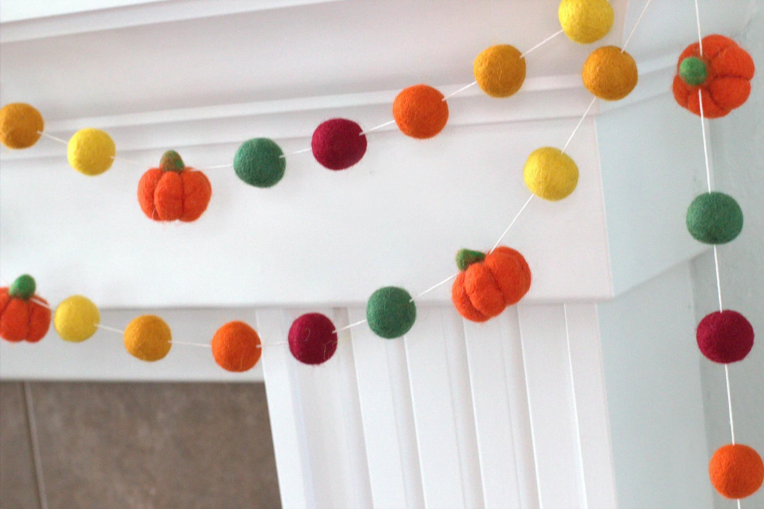 Fall Pumpkin Garland- Green Burgundy Orange Gold