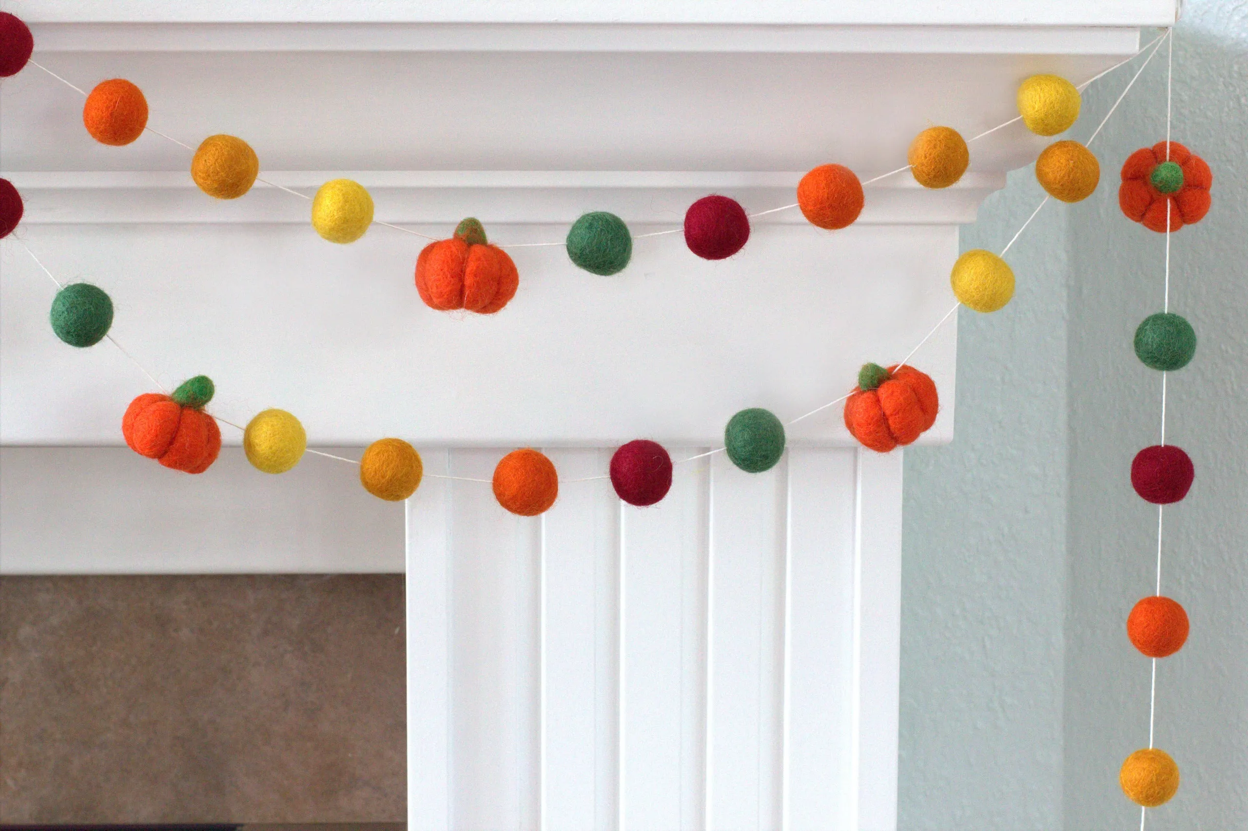 Fall Pumpkin Garland- Green Burgundy Orange Gold