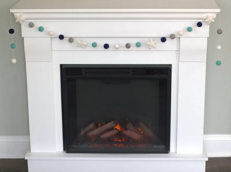 Felt Ball & Star Garland- Navy, Turquoise, Gray, White