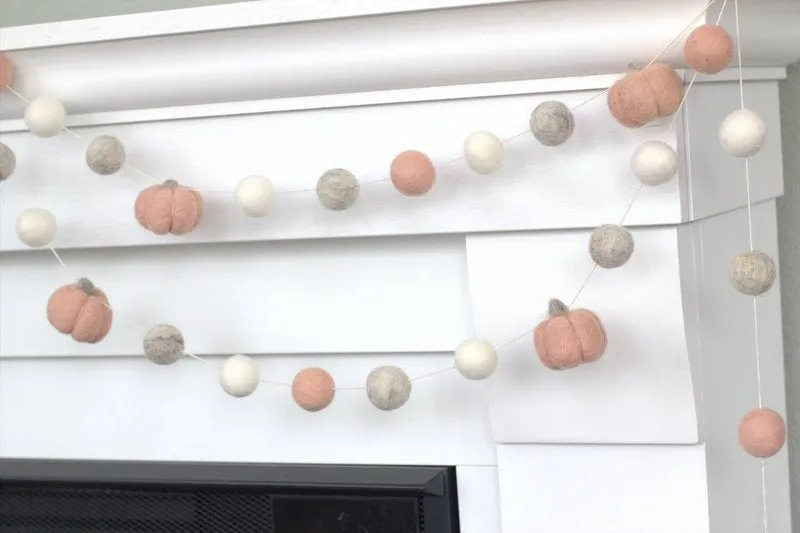 Felt Pumpkin Garland- Pink & Gray