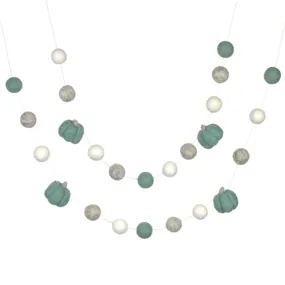 Felt Pumpkin Garland- Teal & Gray