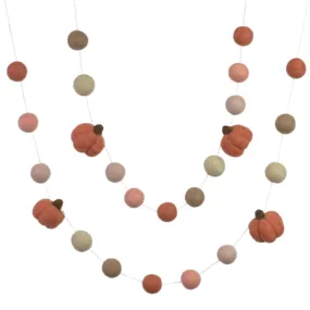 Felt Pumpkin Garland- Terra Cotta, Pink, Peach, Tan