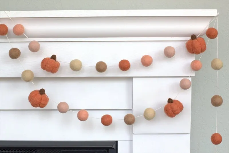 Felt Pumpkin Garland- Terra Cotta, Pink, Peach, Tan