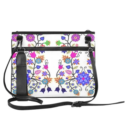 Floral Beadwork Seven Clans White Slim Clutch Bag