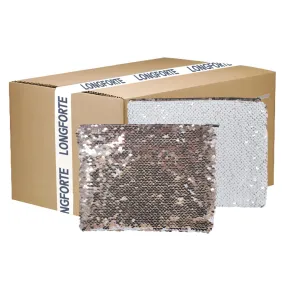 FULL CARTON - 50 x Sequin Handbags/ Cosmetic/Purses - 15cm x 20cm - CHAMPAGNE GOLD