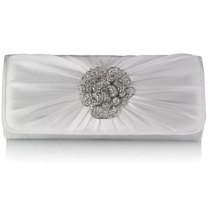 Geri Crystal Rose Satin Clutch Bag