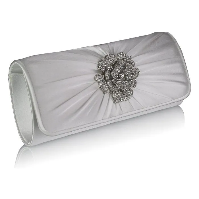 Geri Crystal Rose Satin Clutch Bag