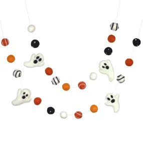 Ghost Halloween Garland- Orange & Black, Dots & Swirls