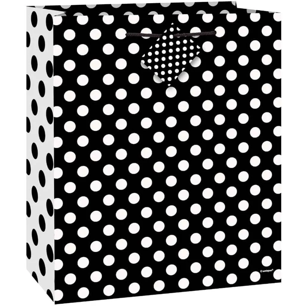 Gift Bag Medium, Midnight Black Dots