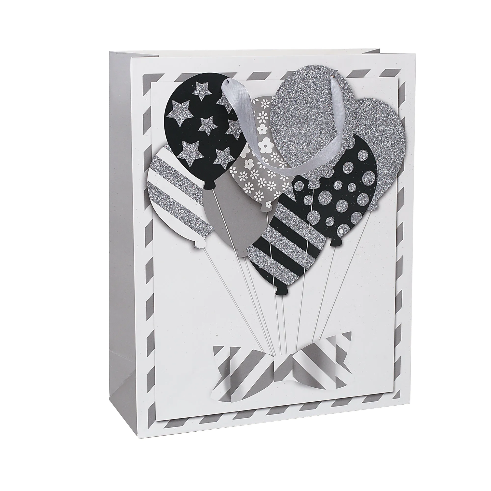 Glittery Heart Balloon Gift Bags - Set Of 4, Assorted Colors