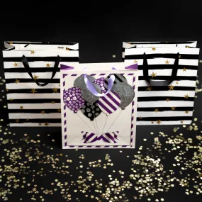 Glittery Heart Balloon Gift Bags - Set Of 4, Assorted Colors