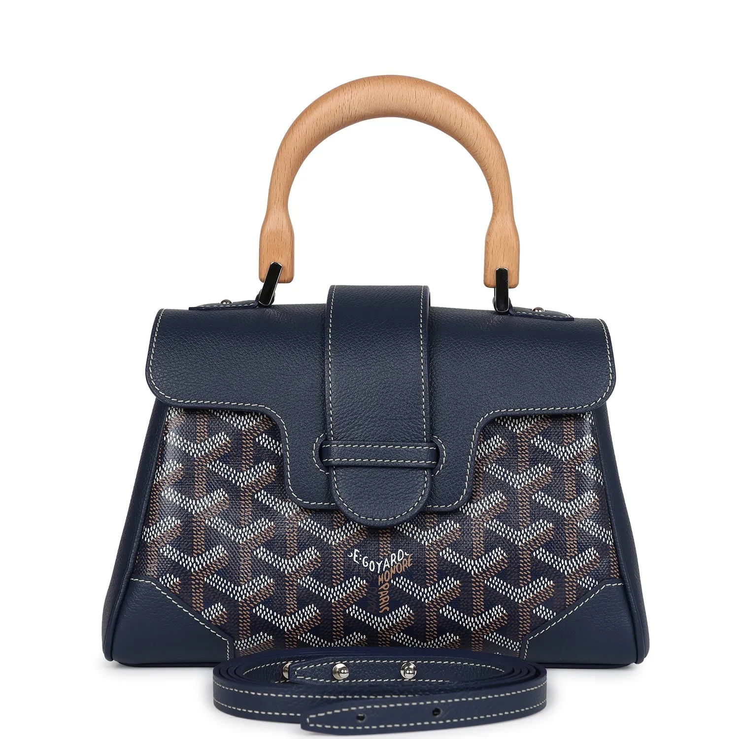 Goyard Saigon Souple Mini Bag Navy Blue Goyardine Palladium Hardware