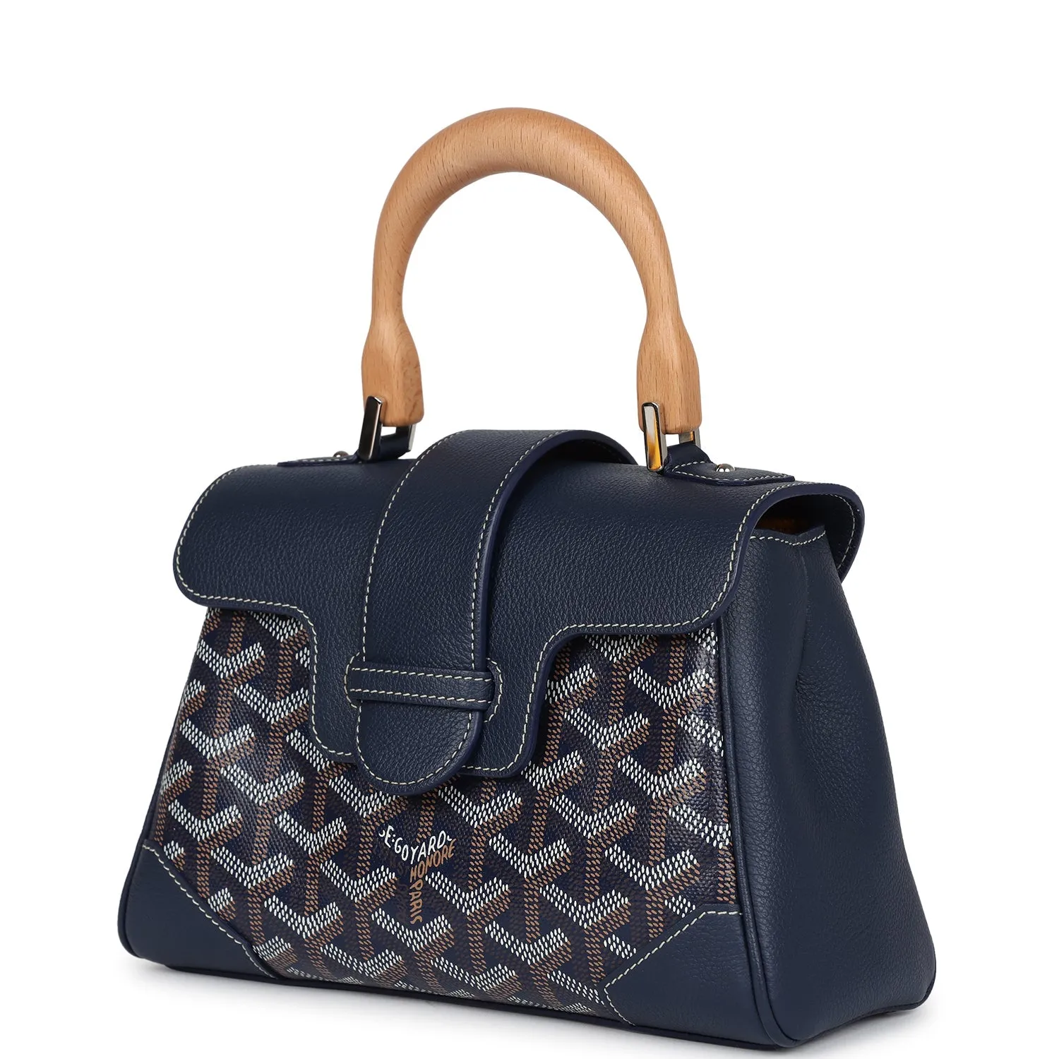 Goyard Saigon Souple Mini Bag Navy Blue Goyardine Palladium Hardware