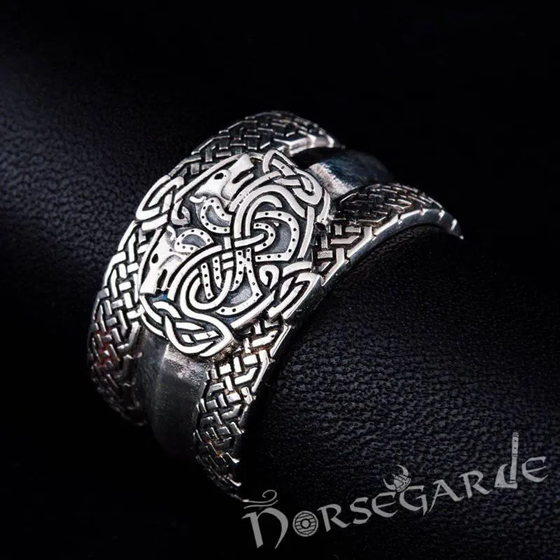 Handcrafted Celtic Wolves Band - Sterling Silver