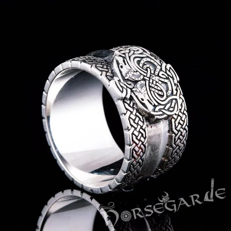 Handcrafted Celtic Wolves Band - Sterling Silver