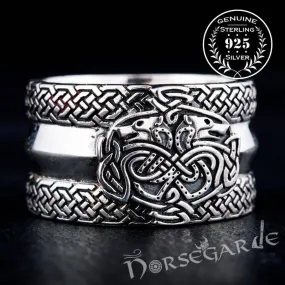 Handcrafted Celtic Wolves Band - Sterling Silver