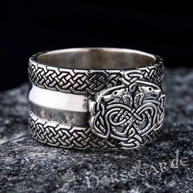 Handcrafted Celtic Wolves Band - Sterling Silver