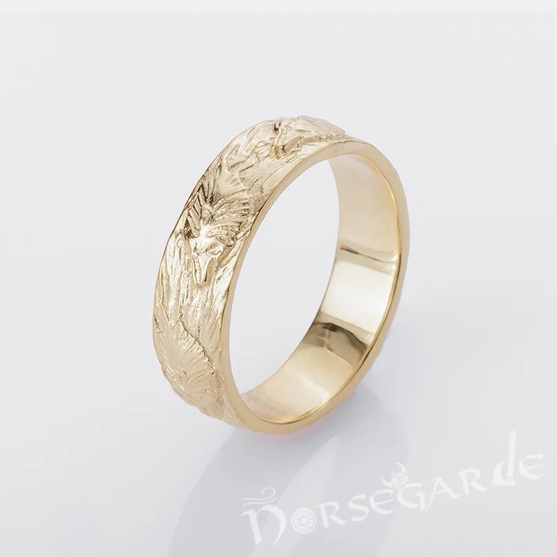 Handcrafted Wolf Ornament Band - Gold