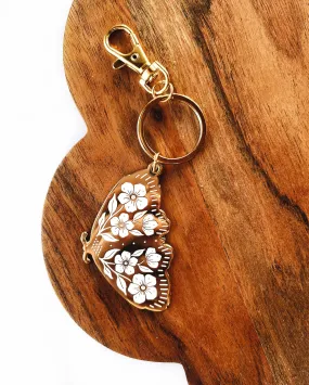 Hard Enamel Floral Moth Keychain