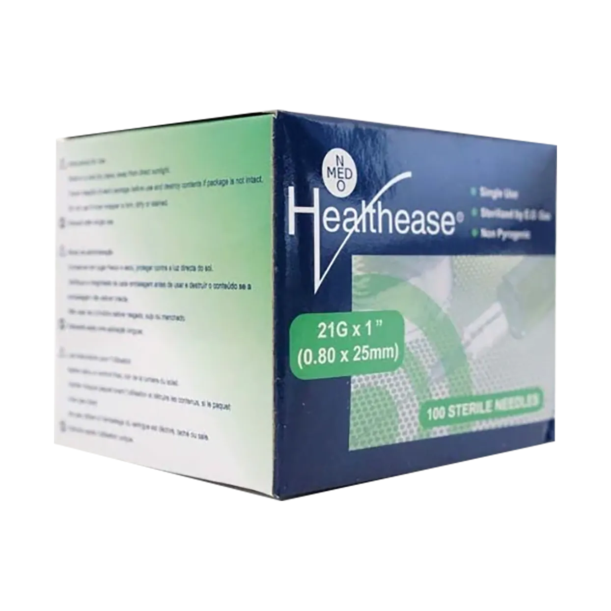 Healthease Needle 21g x 25mm Green 100 Pack