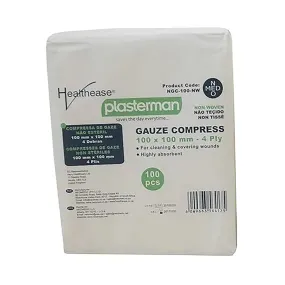 Healthease Plasterman Gauze 100mm x 100mm 4 Ply N S 100 Pack