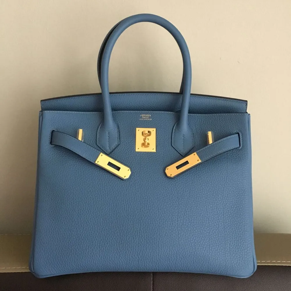 Hermès Birkin 30 Bleu Azur Togo Gold Hardware GHW