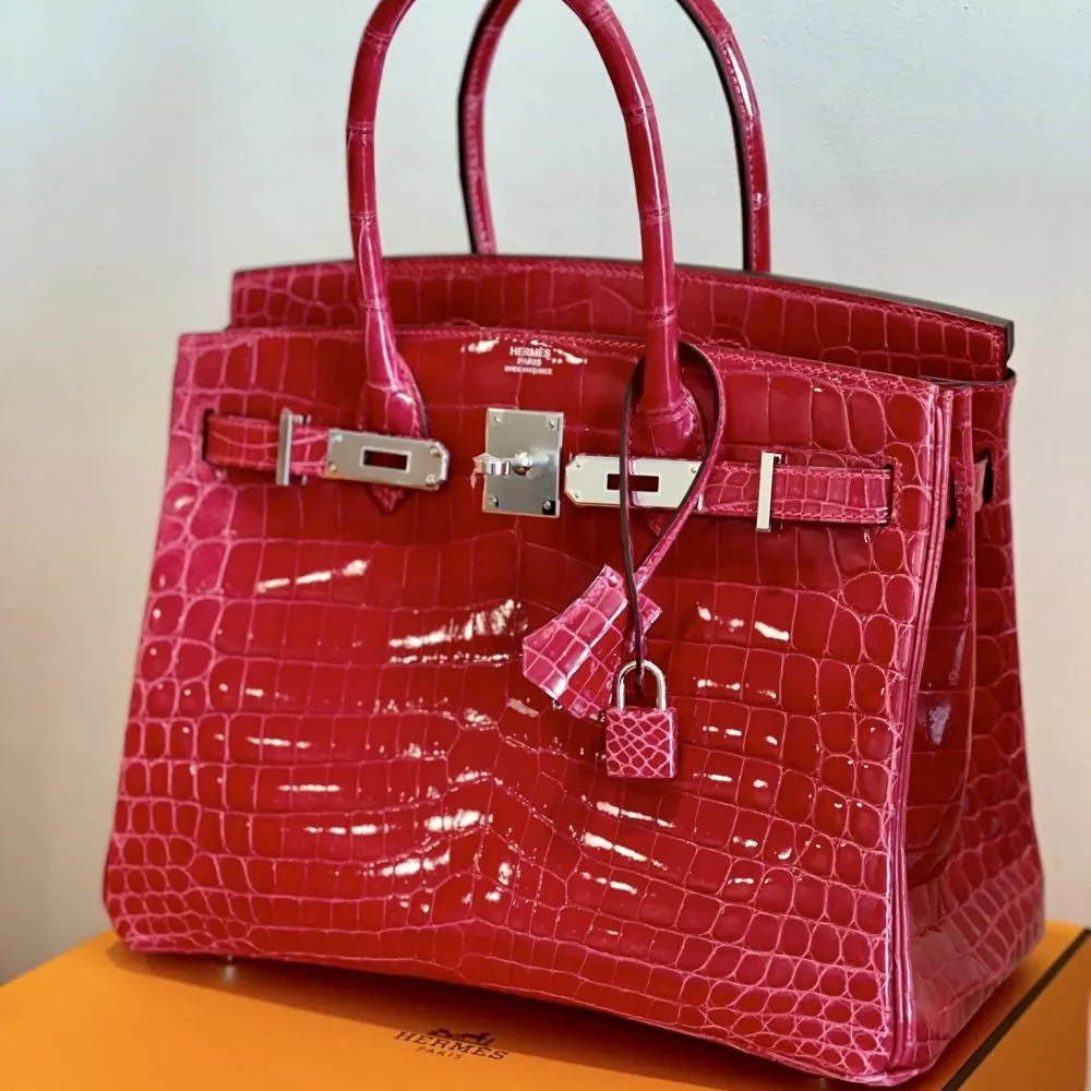 Hermès Birkin 30 Rose Extreme Crocodile Niloticus Lisse Palladium Hardware PHW