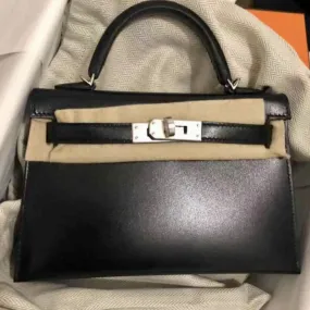 Hermès Kelly 20 Noir (Black) Sellier Box Palladium Hardware PHW