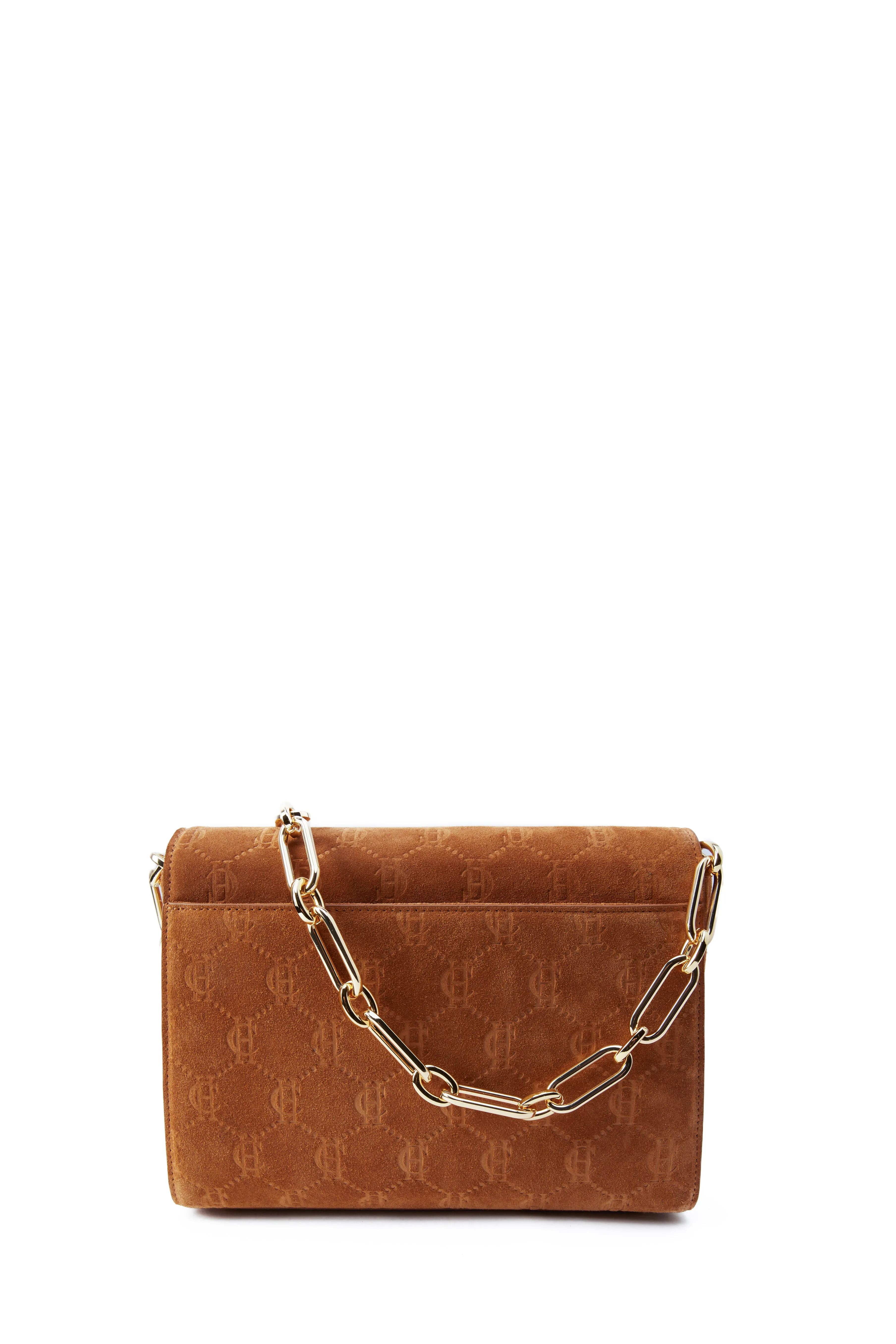 Holland Cooper Monogram Bag in Cognac Suede Monogram