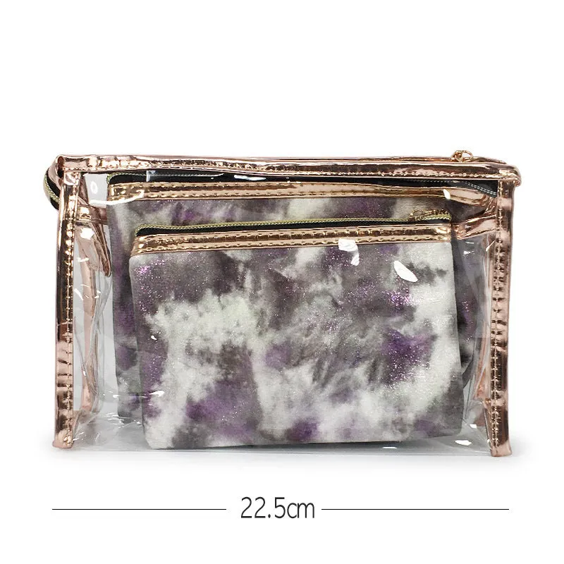 Holographic Glitter Purple Cosmetic Bag 3PC Set (1 unit)