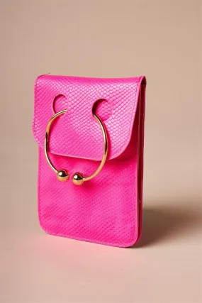 Hot Pink Python Ring Loop Crossbody Bag /1 Piece