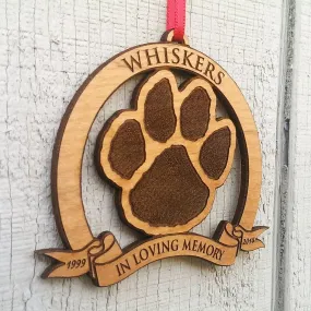 In Loving Memory Cat Dog Paw Print | Wood Ornament