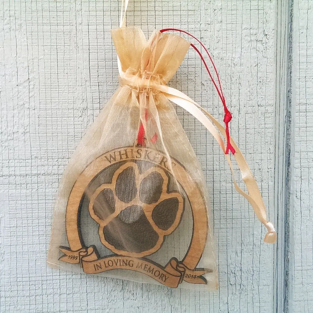 In Loving Memory Cat Dog Paw Print | Wood Ornament