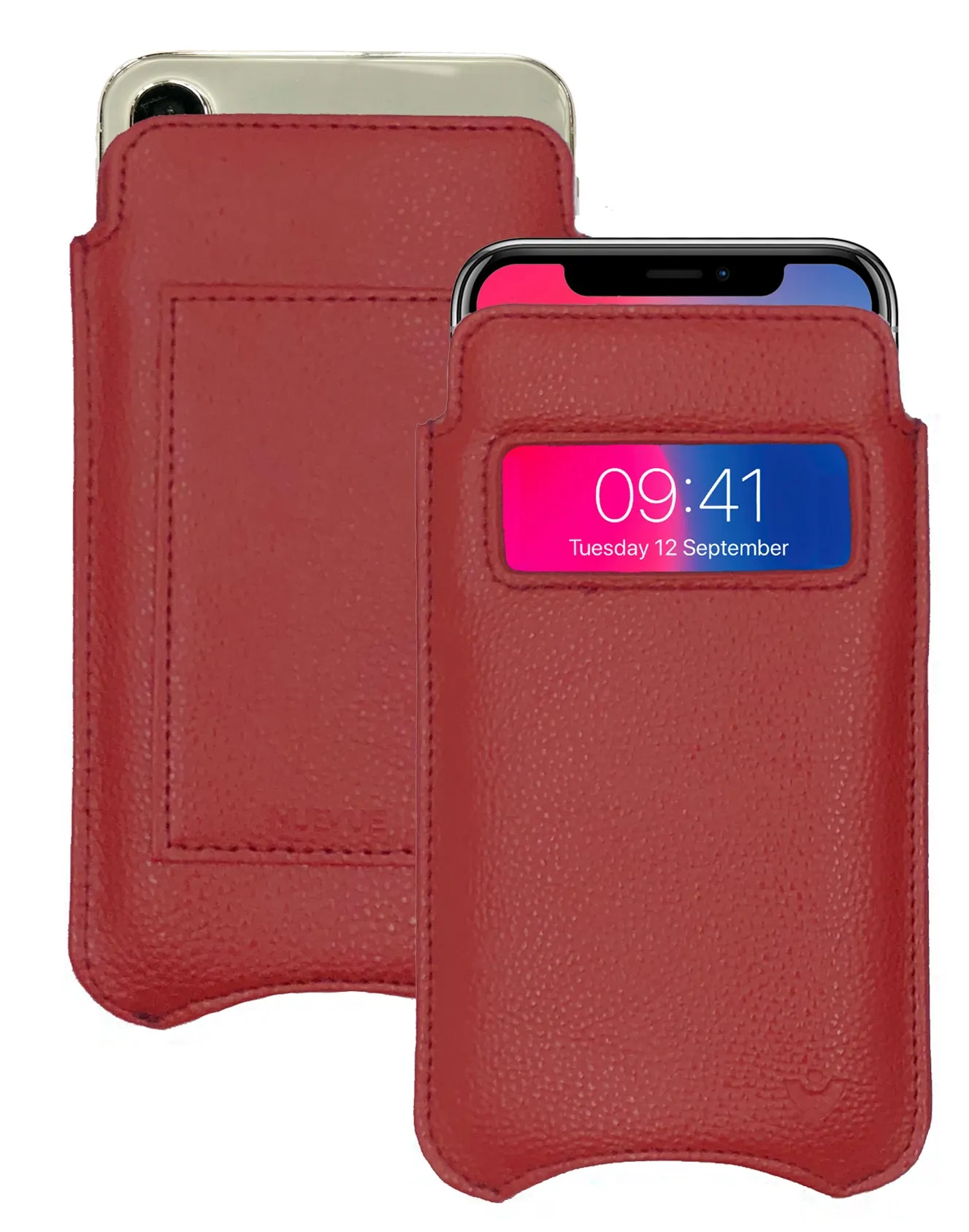 iPhone 11 Pro and iPhone X/Xs Wallet Case Screen Cleaning and Sanitizing - Faux Vegan Leather Window