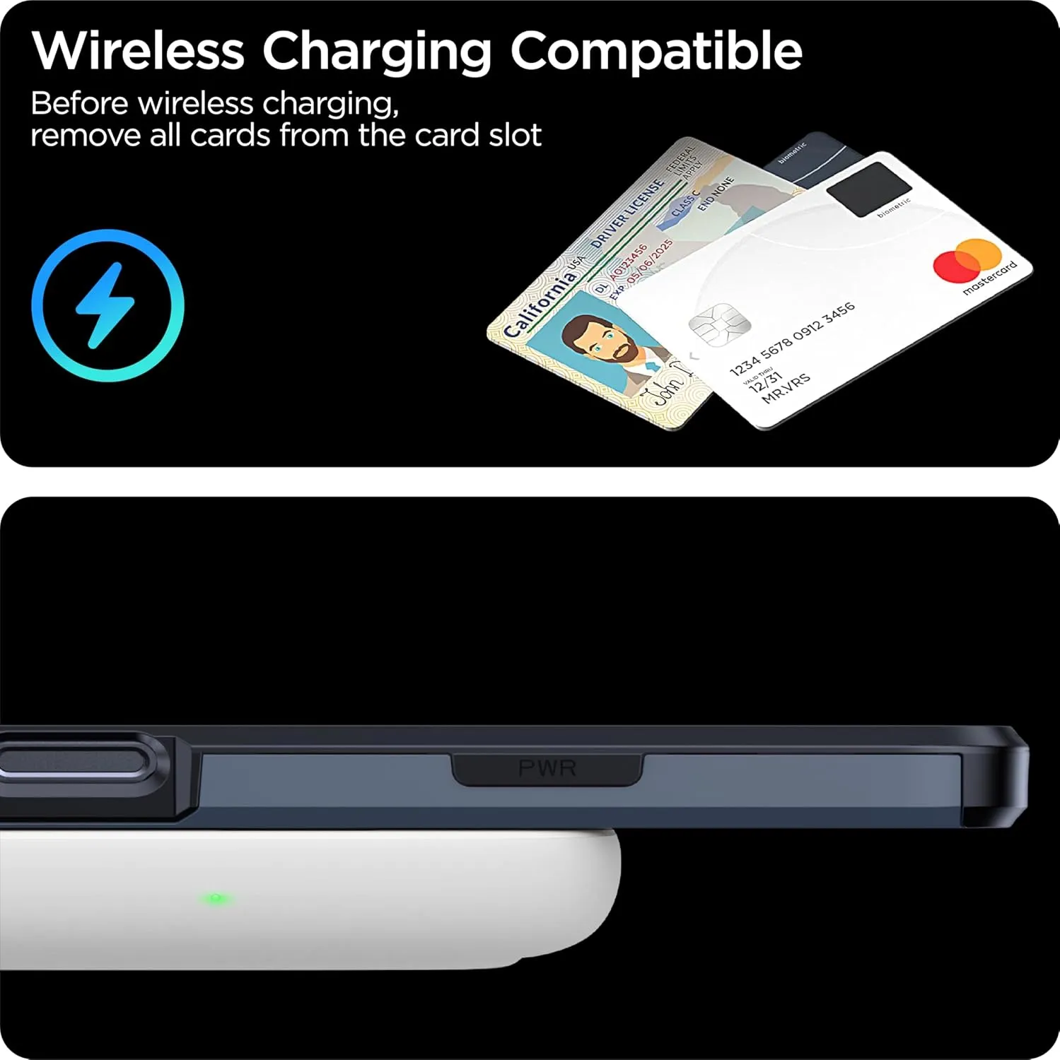 iPhone 16 Wallet Card Slot Wireless Charging Case