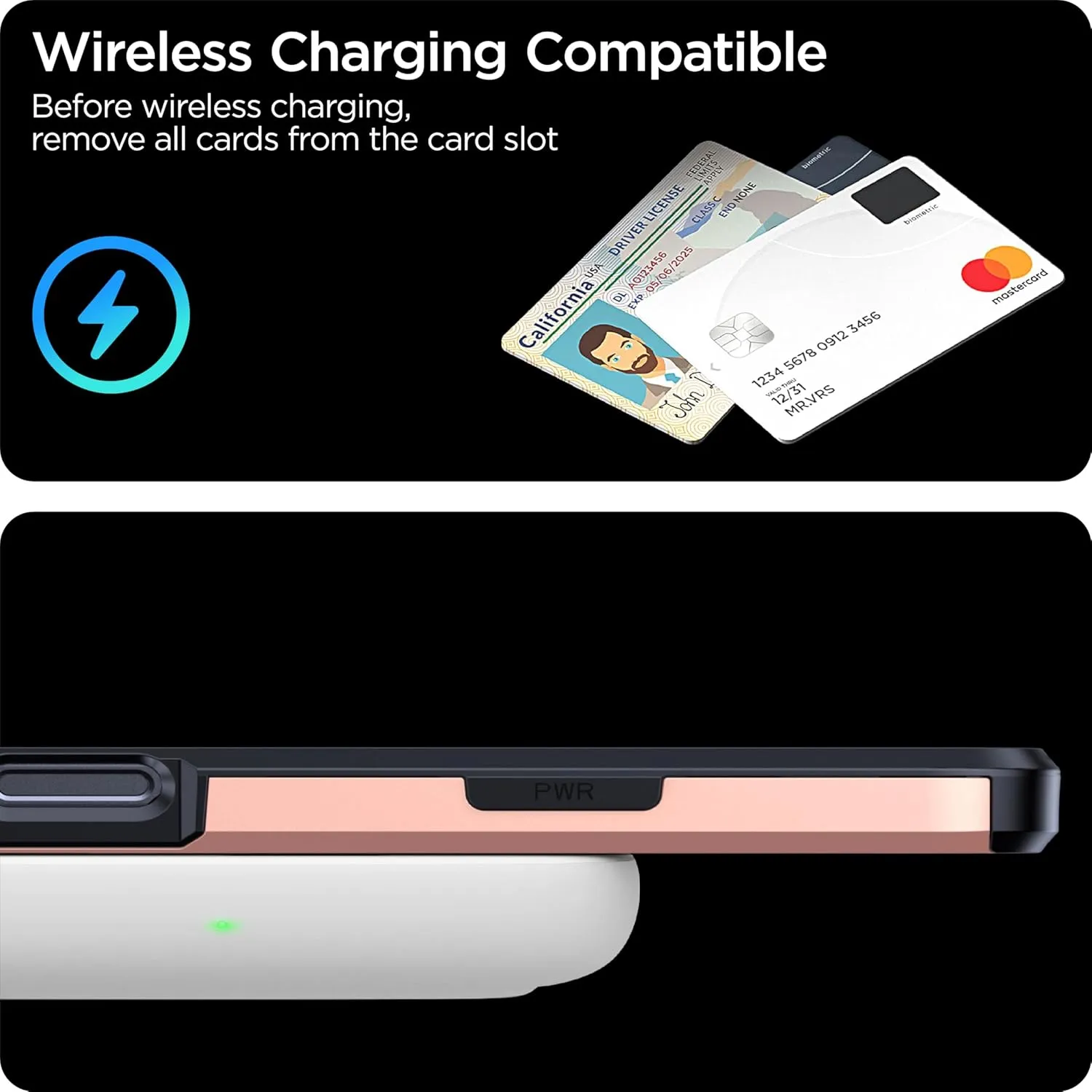 iPhone 16 Wallet Card Slot Wireless Charging Case