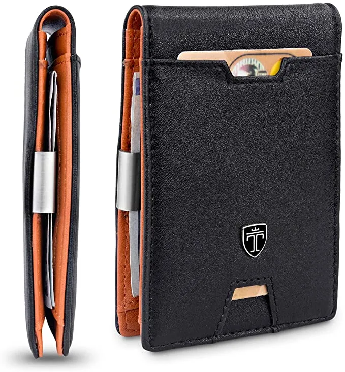 ITEM# 0037   Mens Slim Wallet with Money Clip AUSTIN RFID Blocking Bifold Credit Card Holder for Men with Gift Box (Watch Video)