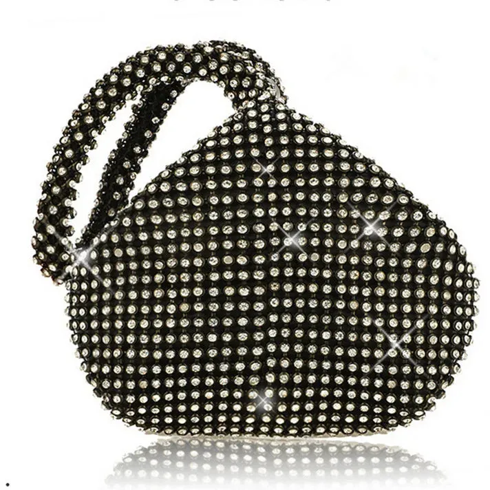 KIylethomasw Women Soft Evening Bag Rhinestone Silver Black Gold Crystal Wallet for Wedding Party