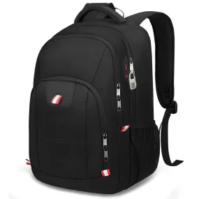 Laptop Backpack | Business Travel Backpack with USB Charging Slit for Men Womens | Black